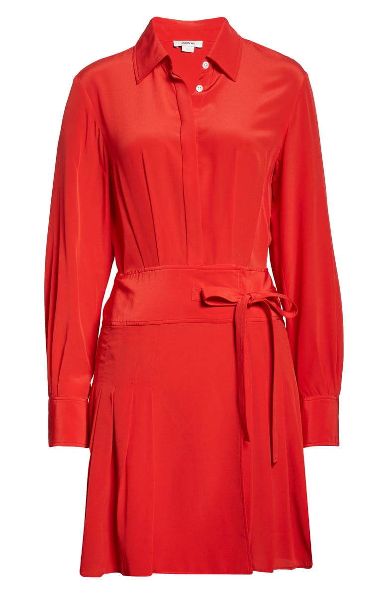 JASON WU Collection Long Sleeve Silk Crêpe de Chine Shirtdress, Alternate, color,