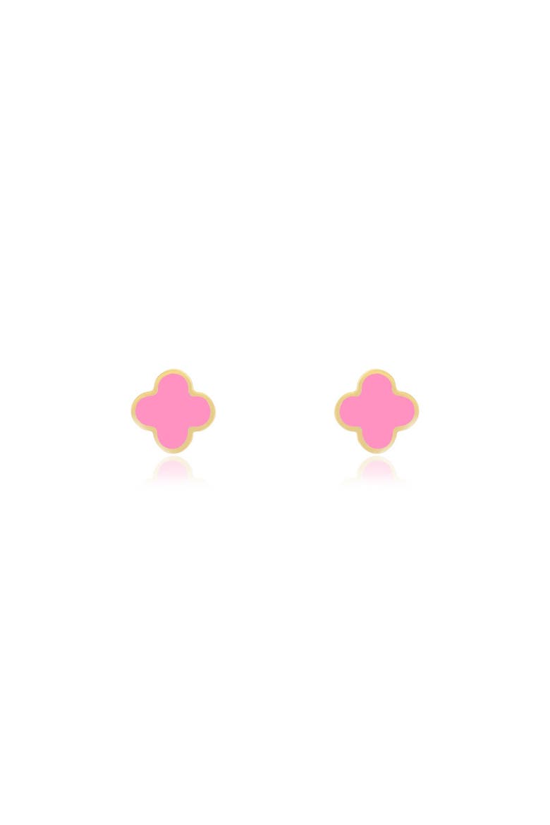 Mini Bubblegum Pink Clover Stud Earrings, Alternate, color, Bubblegum Pink
