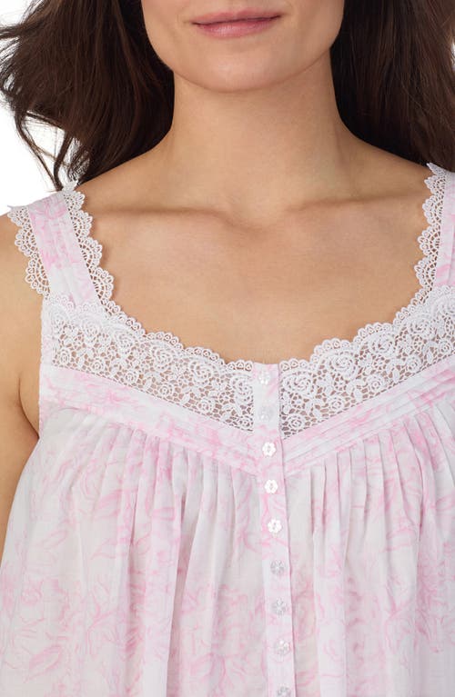 Eileen West Floral Sleeveless Short Cotton Lawn Nightgown