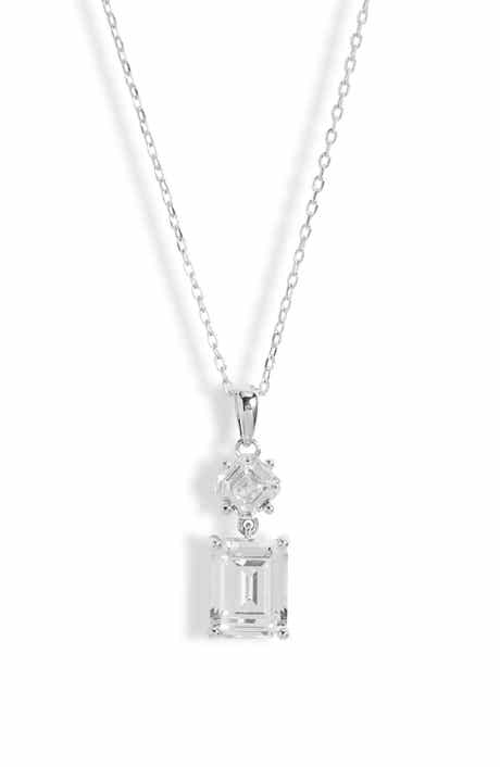 Nordstrom Cubic Zirconia Double Drop Pendant Necklace