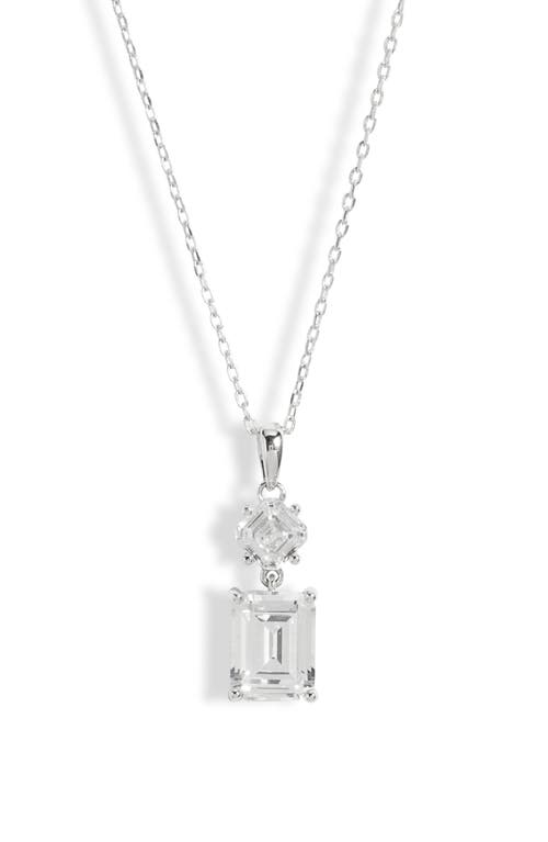 NORDSTROM NORDSTROM CUBIC ZIRCONIA DOUBLE DROP PENDANT NECKLACE 