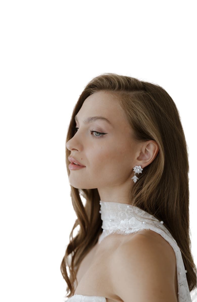 Untamed Petals Whisper Crystal Drop Earrings, Alternate, color,