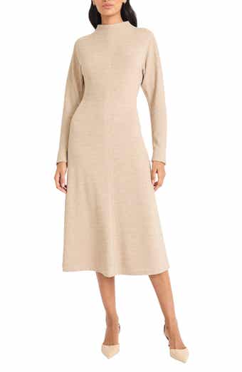 Maggy London Funnel Neck Long Sleeve Knit Dress