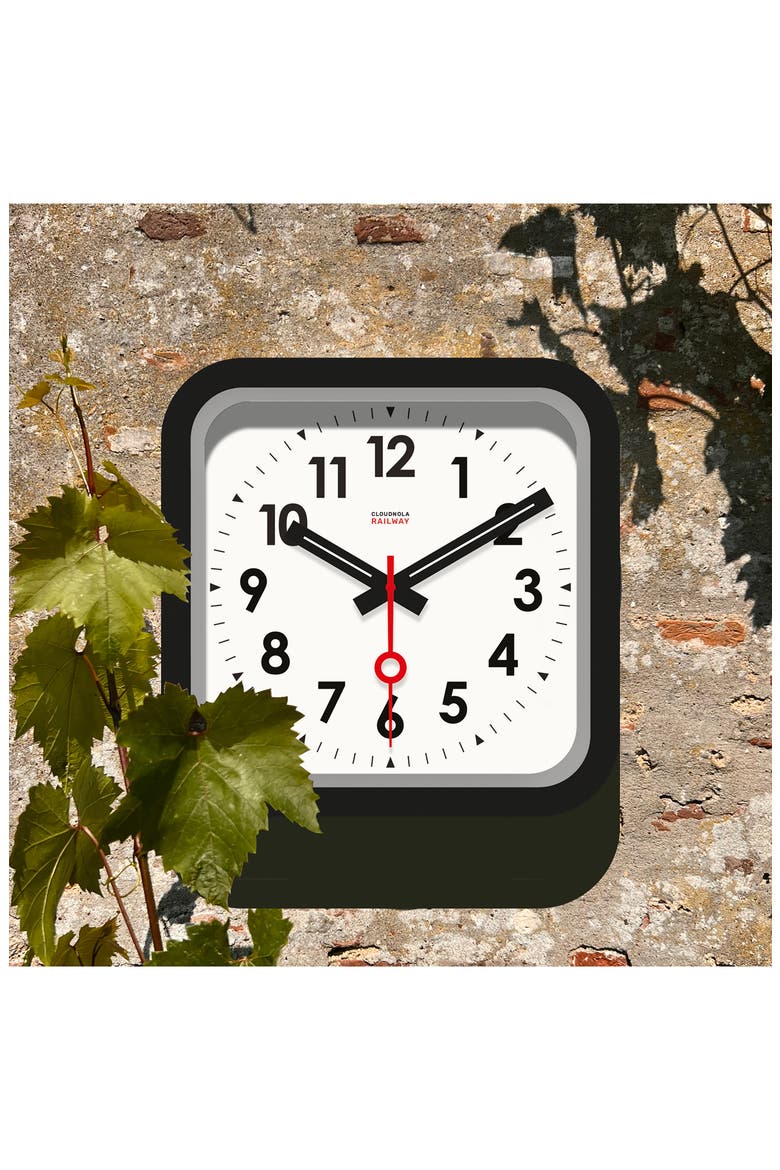 Big Railway Indoor/Outdoor Square Clock, Alternate, color, BLACK
