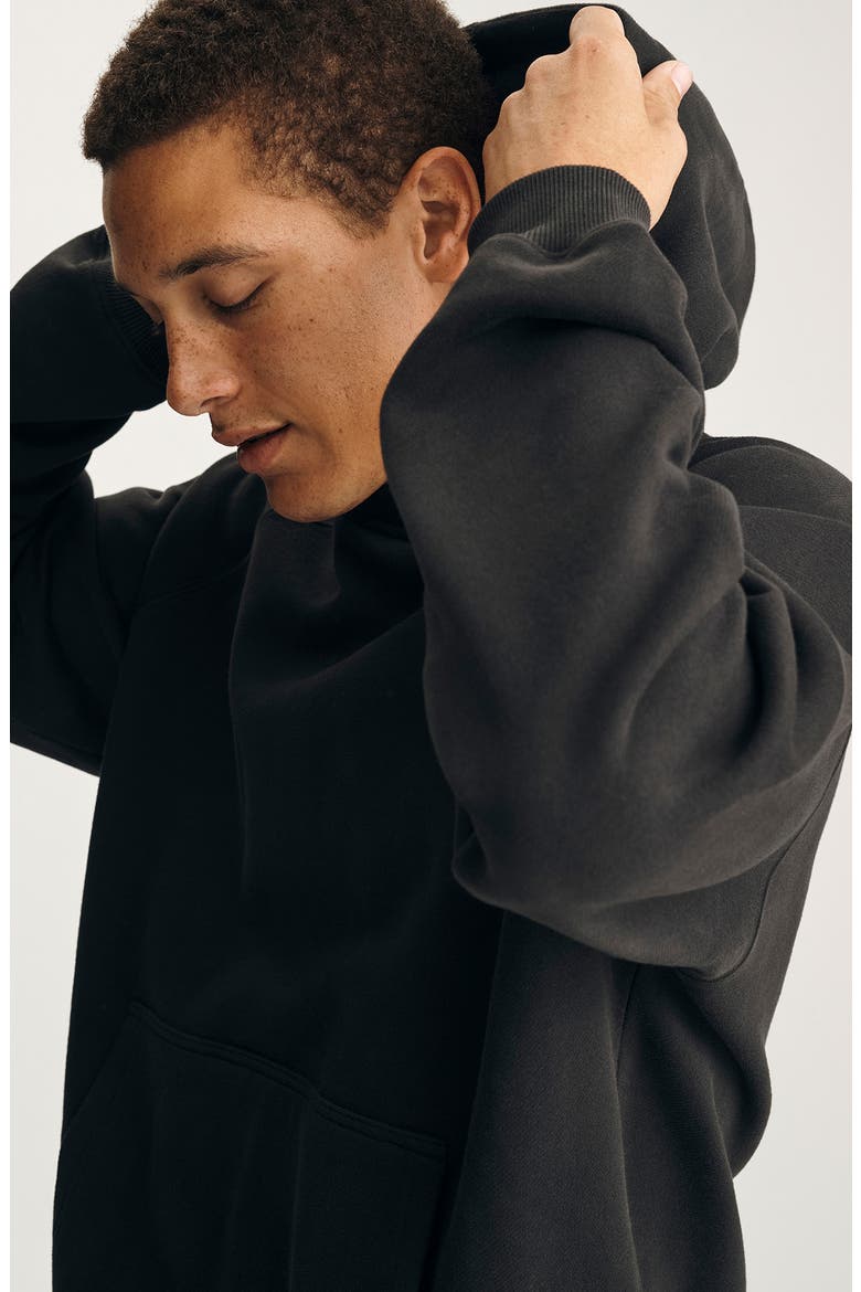 Relaxed Fit Cotton Hoodie, Alternate, color, BLACK