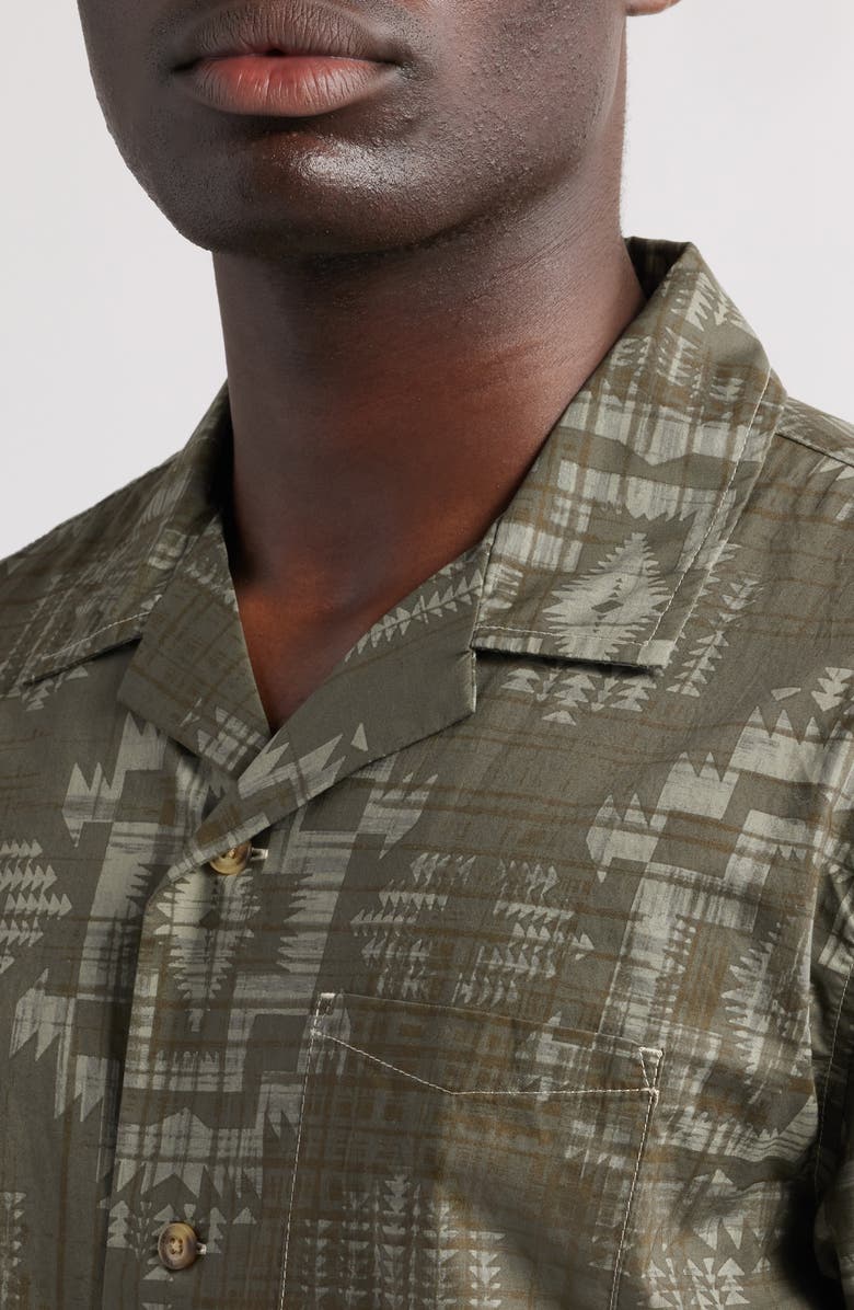 Pendleton Geo Pattern Cotton Camp Shirt, Alternate, color, Harding Olive