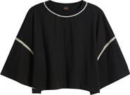 BOSS Orange Crochet Trim Cotton Batwing Top