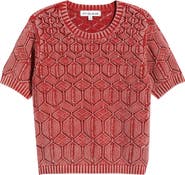 CITY BLUES Open Stitch Short Sleeve Sweater
