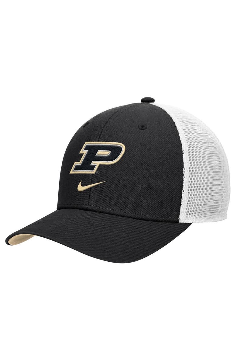 Men's Nike Black Purdue Boilermakers Rise Trucker Dri-FIT Adjustable Hat, Main, color, Black
