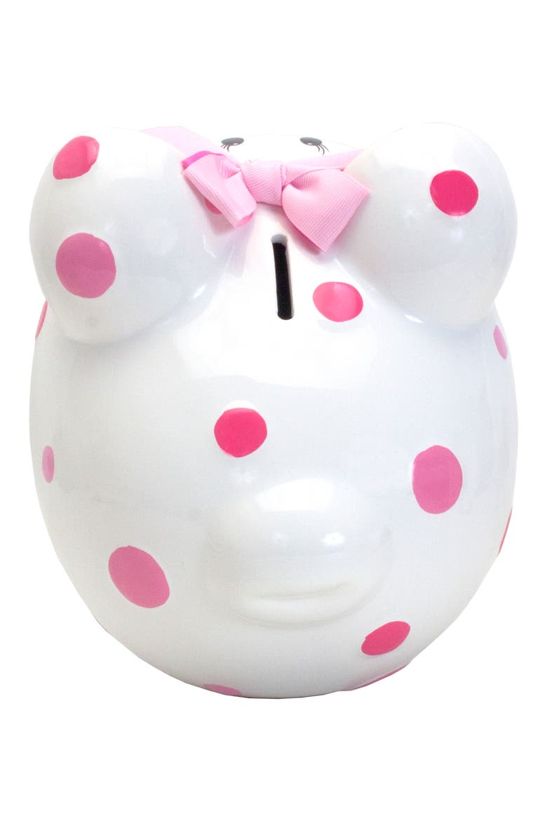 Pink Polka Dot Ceramic Piggy Bank, Alternate, color, LIGHT PINK