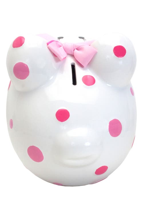 Child To Cherish Pink Polka Dot Ceramic Piggy Bank In Pink