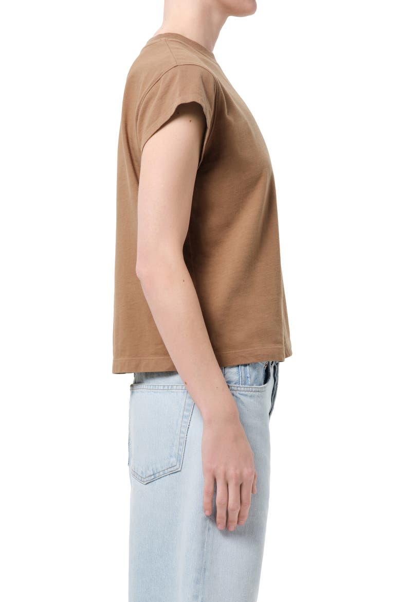 Long Line Bryce Cap Sleeve T-Shirt, Alternate, color, HAMOA MEDIUM TAN KHAKI
