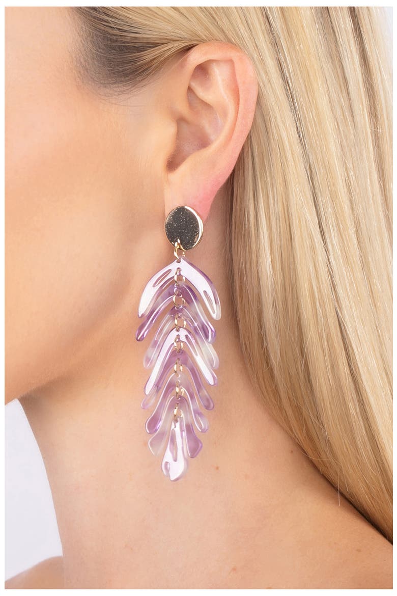 Lindsay Purple Leaf Drop Earrings, Alternate, color, PURPLE