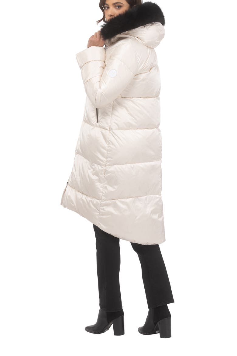 Apres-Ski Long Coat With Detachable Trim, Alternate, color, CHAMPAGNE/BLACK