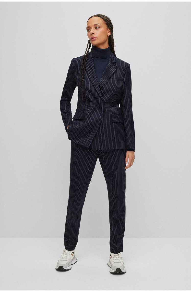 BOSS Jesene Belted Pinstripe Blazer, Alternate, color,