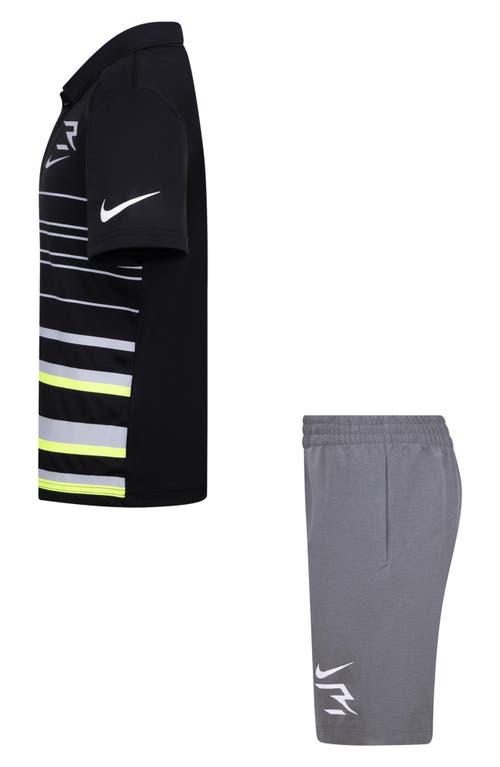 Shop 3 Brand Kids' Stripe Polo & Shorts Set (big Kid In Black
