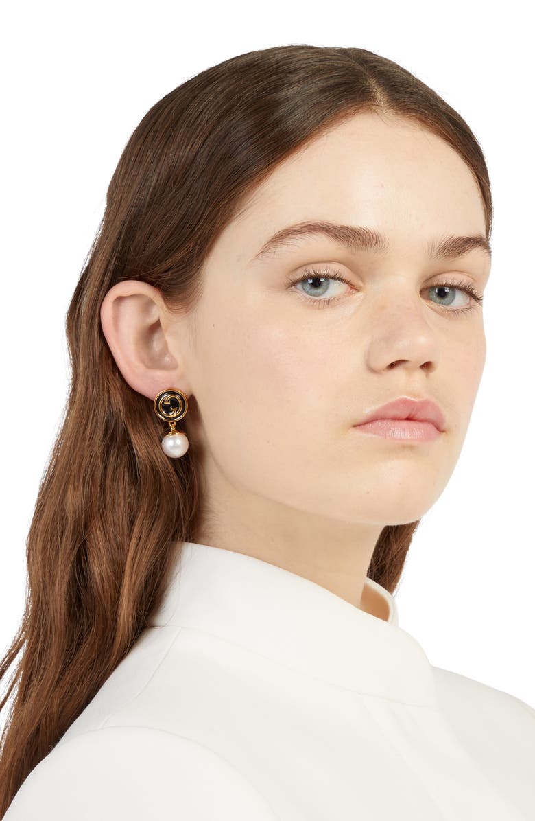 Gucci GG Mother-of-Pearl Drop Earrings, Alternate, color, 