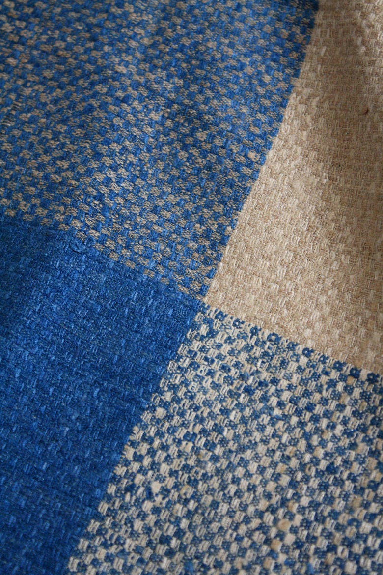 Block Handwoven Silk Throw, Main, color, Indigo