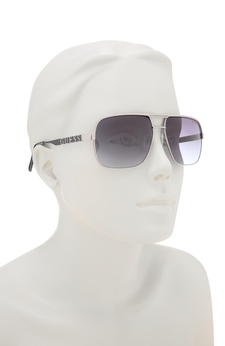 GUESS 59mm Navigator Sunglasses, Alternate, color, Shiny Gunmetal / Smoke
