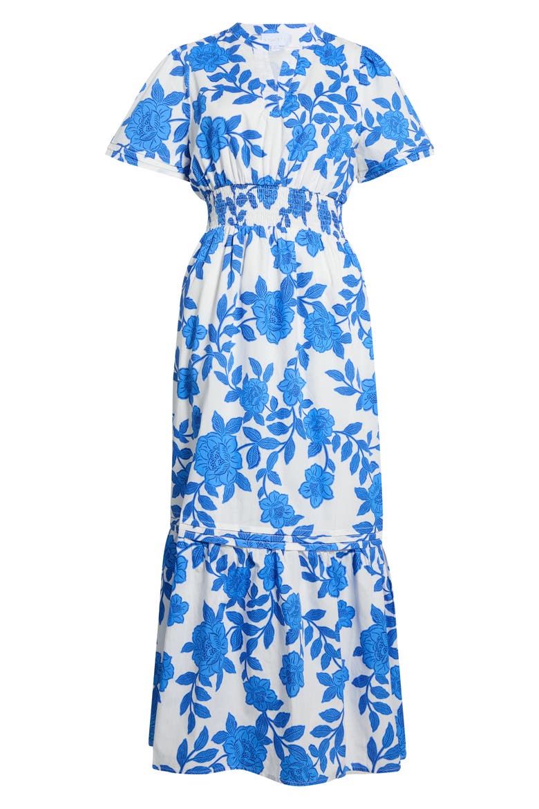 Belraj Floral Print Poplin Maxi Dress, Alternate, color, WHITE-BLUE-MULTI