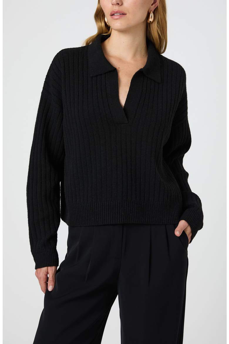 Vhari Rib Johnny Collar Sweater, Alternate, color, BLACK