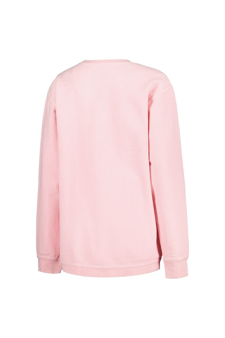 Women's Pressbox Pink Wisconsin Badgers Comfy Cord Bar Print Pullover Sweatshirt, Alternate, color, Pink