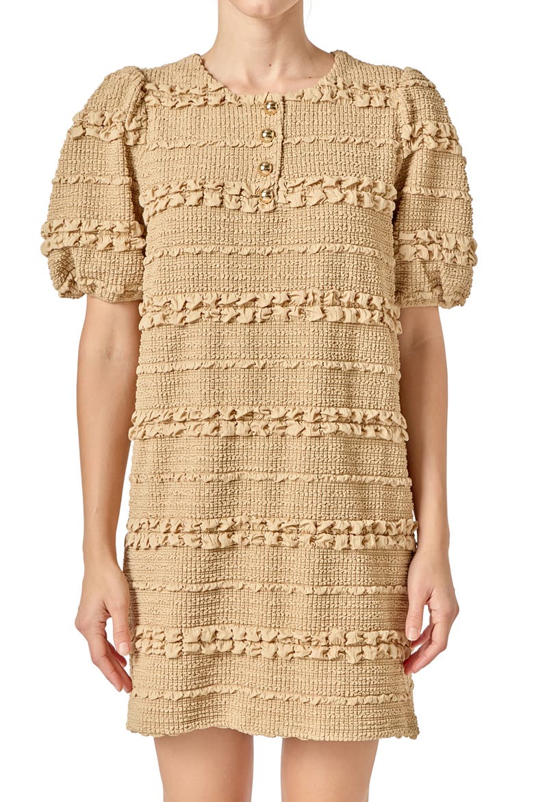 Smocked Minidress, Alternate, color, TAN