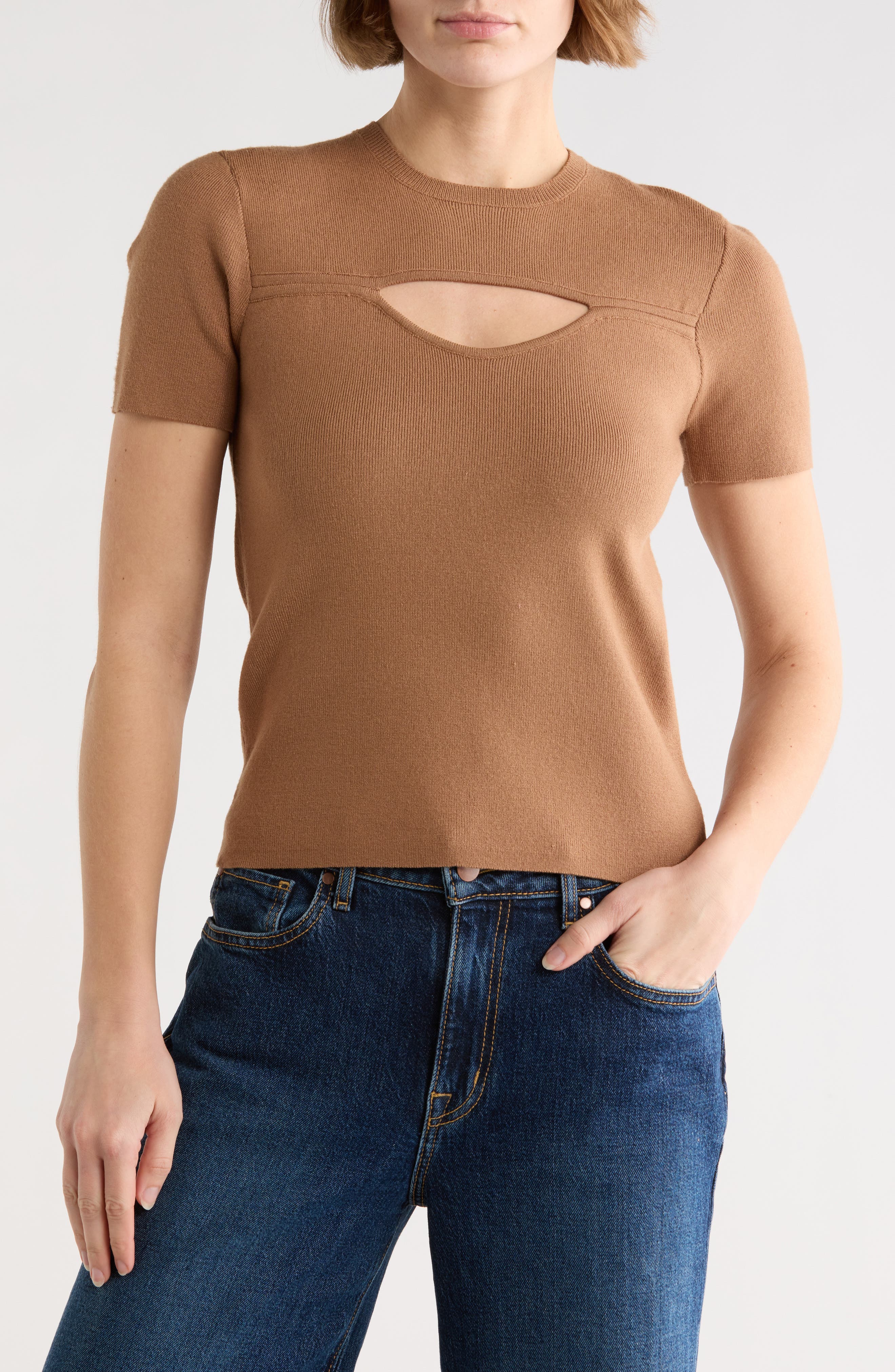 Cutout Short Sleeve Knit Top