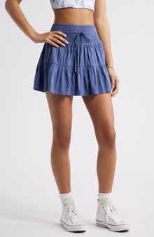 Smocked Waist Tiered Miniskort