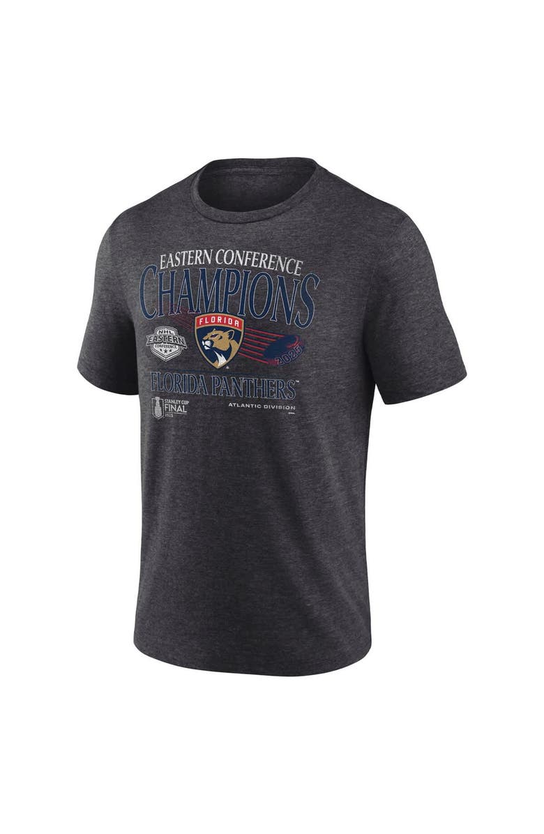 FANATICS Men's Fanatics  Heather Charcoal Florida Panthers 2025 Eastern Conference Champions Old School Tri-Blend T-Shirt, Alternate, color, 