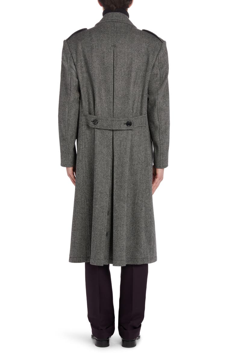 Officer Herringbone Wool Martingale Coat, Alternate, color, BLACK/ WHITE