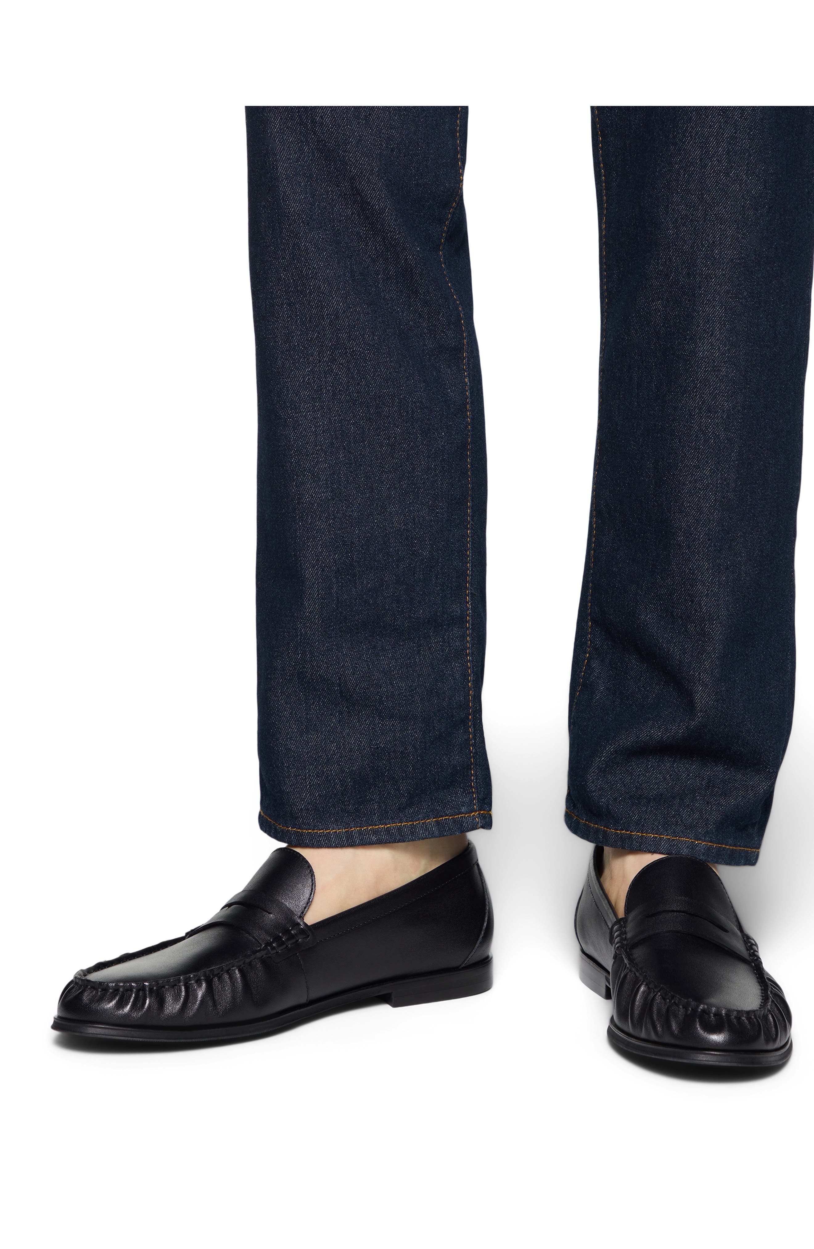 Mikah Leather Penny Loafer, Alternate, color, BLACK/ BLACK
