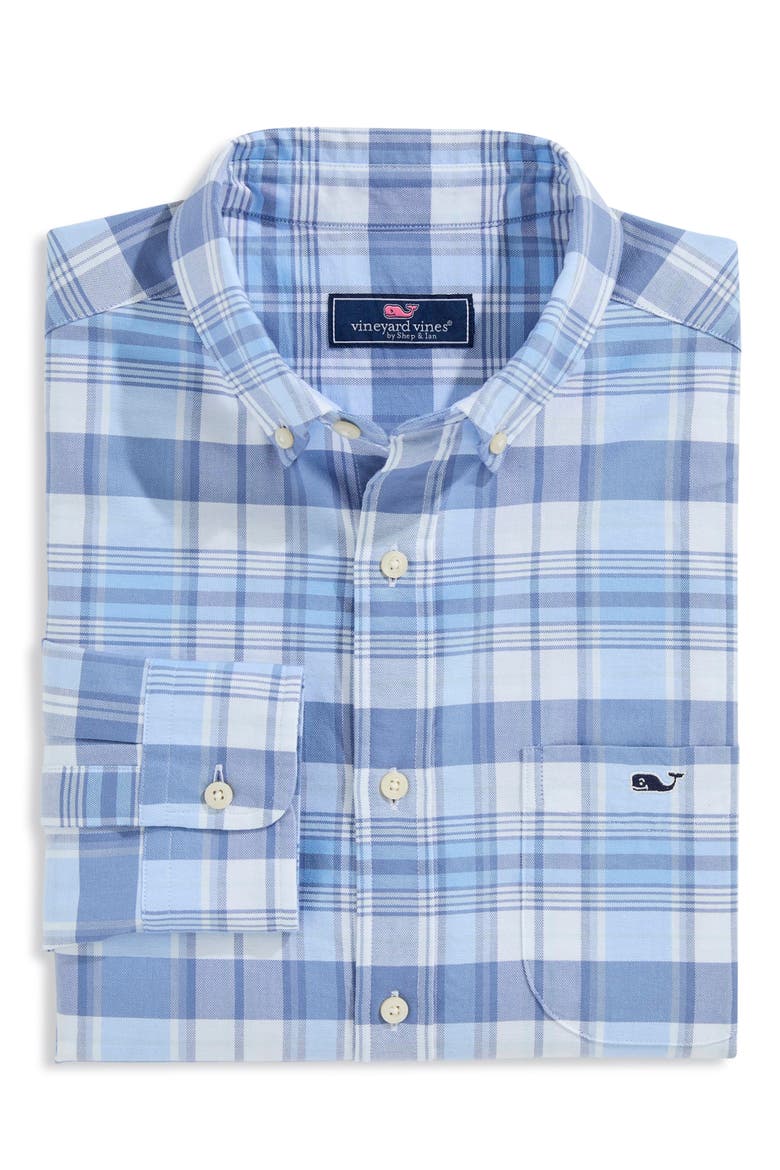 Plaid Long Sleeve Oxford Shirt, Alternate, color, SERENITY BLUE