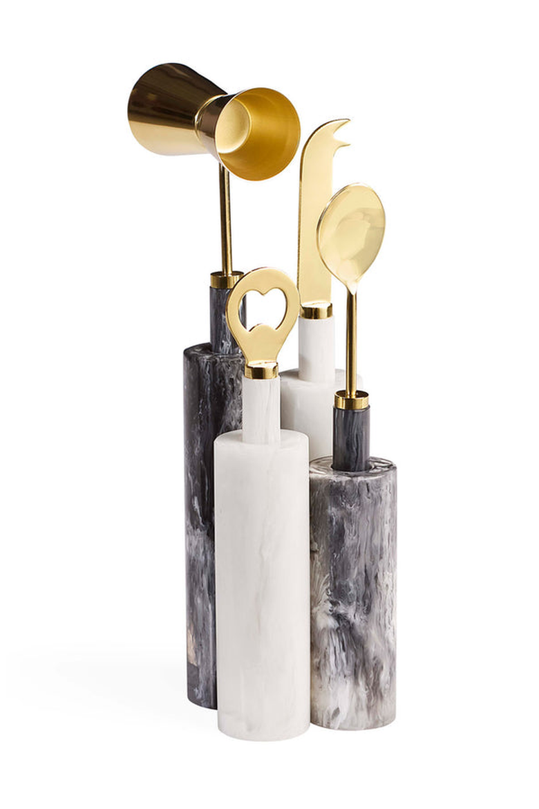 Como Barware Set, Alternate, color, Black / White Marble