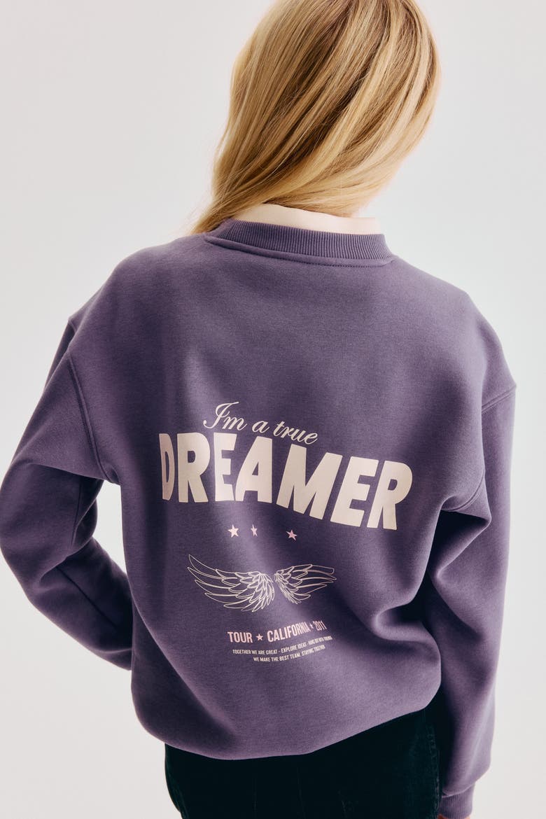 Loose-Fit Printed Sweatshirt, Alternate, color, Dusty lilac/Dreamer
