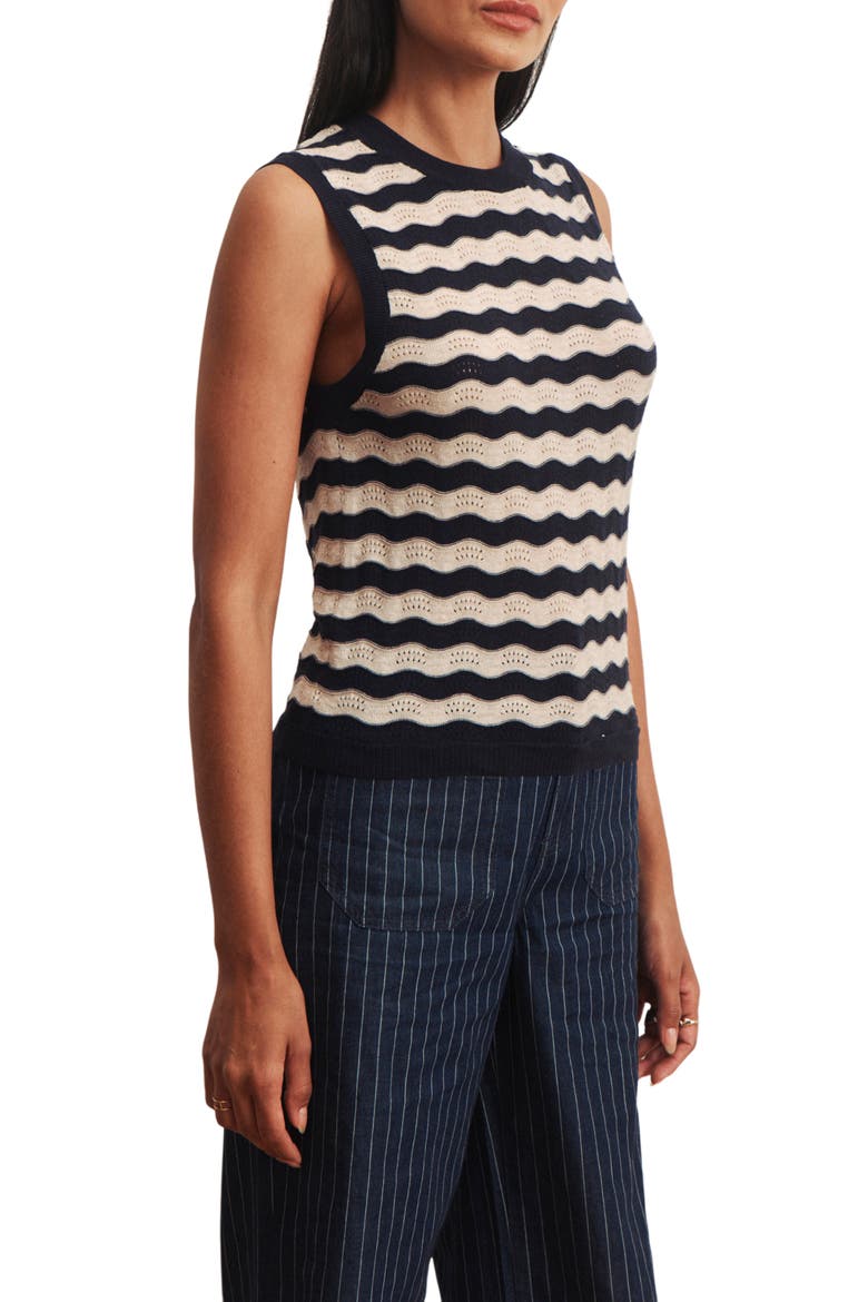 Everyday Scallop Pointelle Sweater Vest, Alternate, color, INKSTORM BLUE/ DARK OPAL