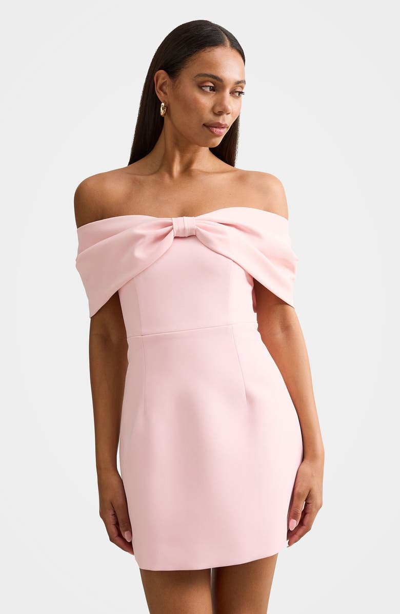 Ever New Scottie Off the Shoulder Bow Minidress, Alternate, color, Pretty Pink