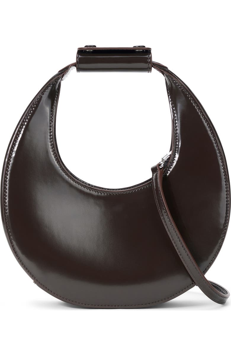 STAUD Mini Moon Leather Bag, Main, color, Espresso