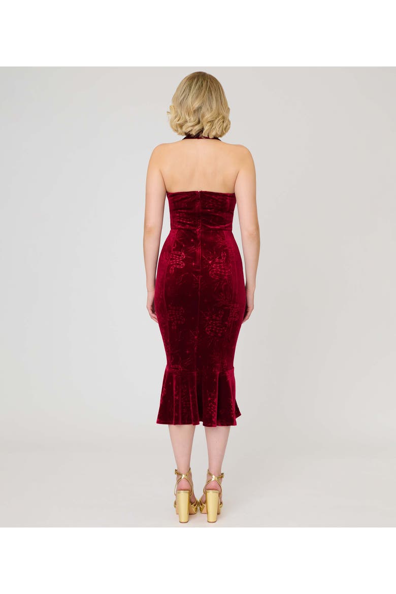 Penelope Wiggle Dress, Alternate, color, Burgundy Velvet w/ Snake Print