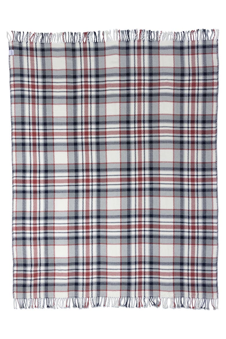 Plaid Lightweight Turkish Throw Blanket, Main, color, White