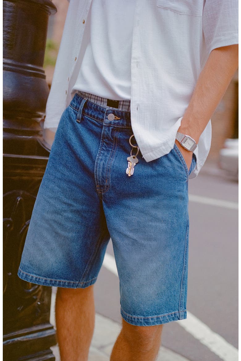 Men's Baggy Denim Short, Alternate, color, CANNONBALL BLUE