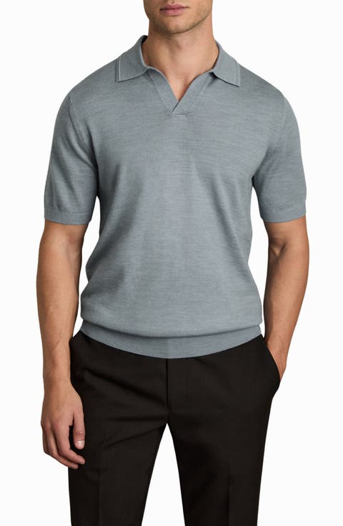 Duchie Johnny Collar Short Sleeve Wool Polo Sweater