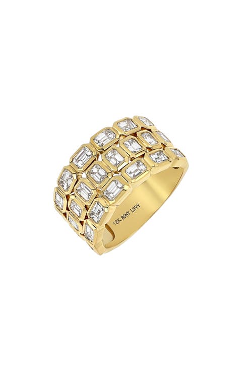 Varda Diamond Baguette Triple Row Statement Ring