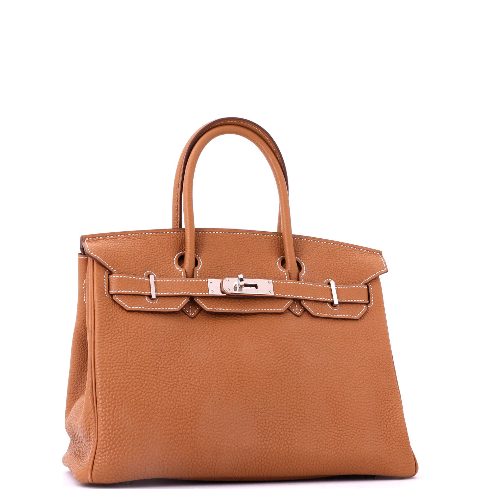 Birkin Handbag Brown Togo with Palladium Hardware 30, Alternate, color, Gold