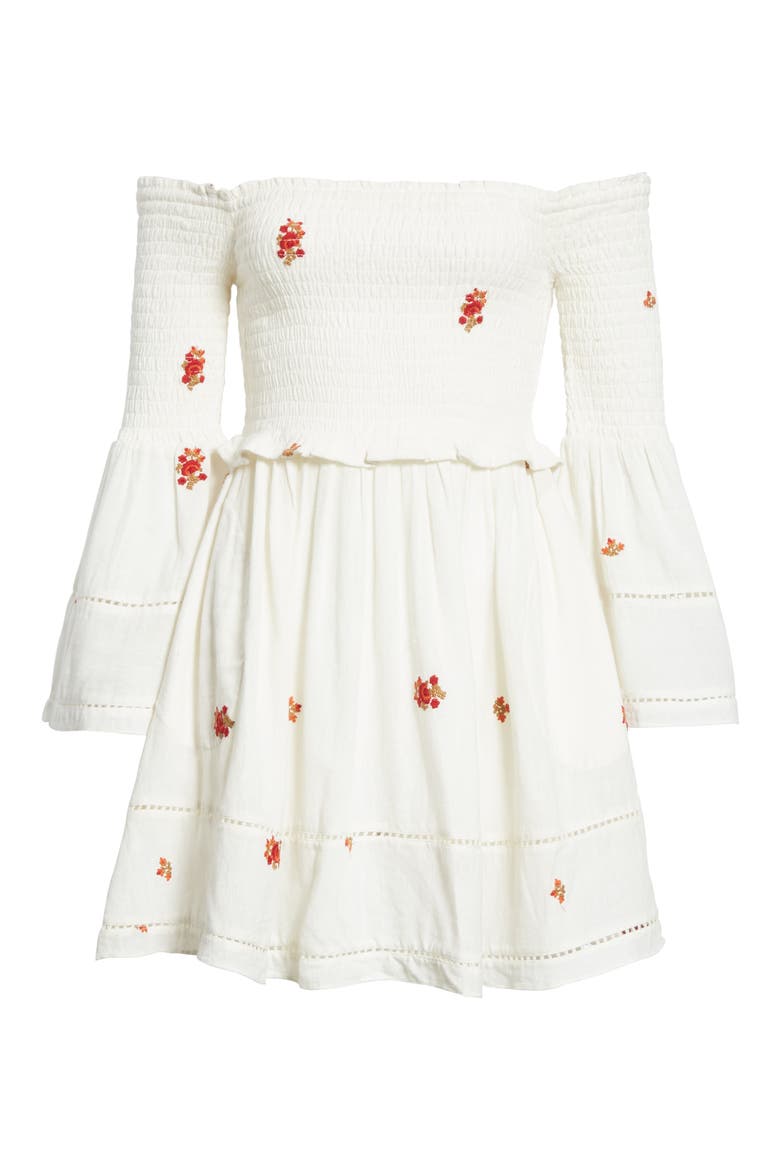 Counting Daisies Embroidered Off the Shoulder Dress, Alternate, color, IVORY COMBO