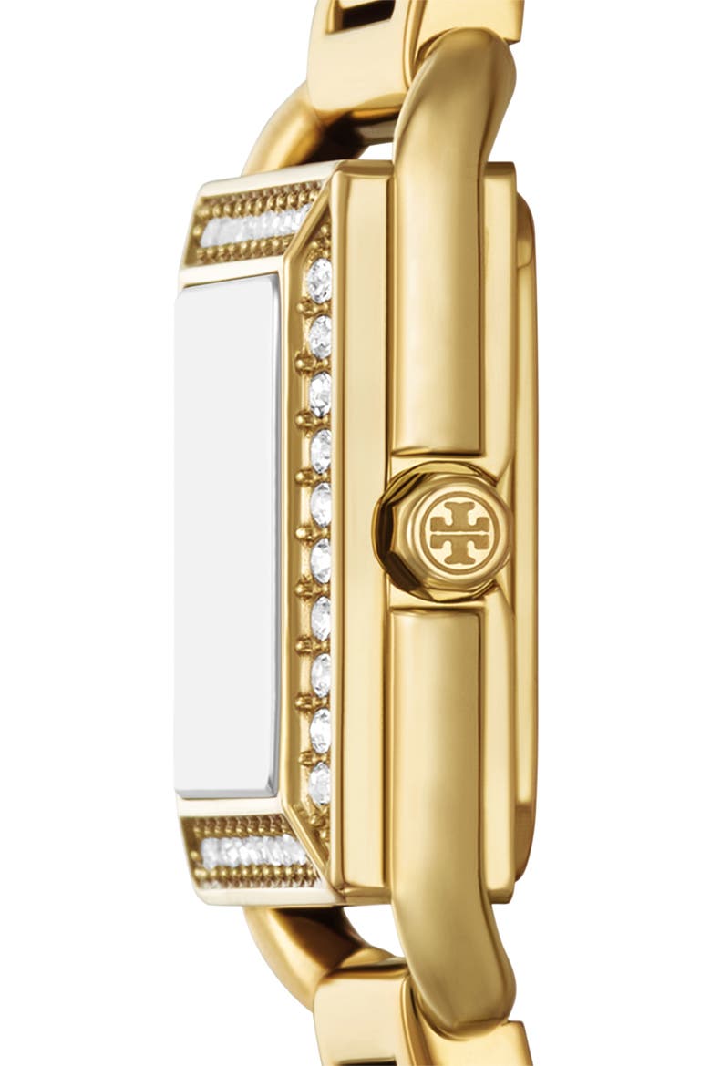 The Small Kira Crystal Bezel Bracelet Watch, 18mm x 18mm, Alternate, color, GOLD