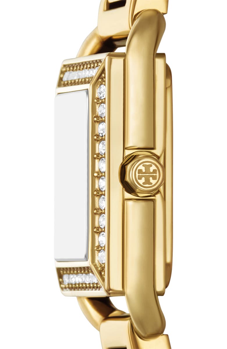 Tory Burch The Small Kira Crystal Bezel Bracelet Watch, 18mm x 18mm, Alternate, color, Gold