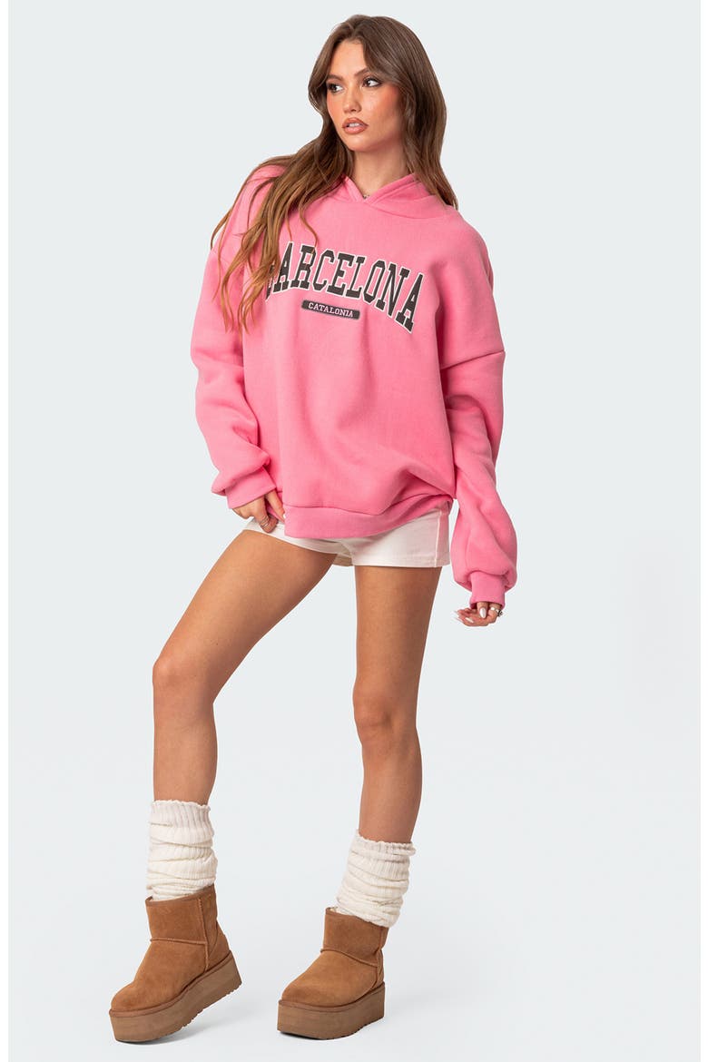 Barcelona Oversize Graphic Hoodie, Alternate, color, PINK