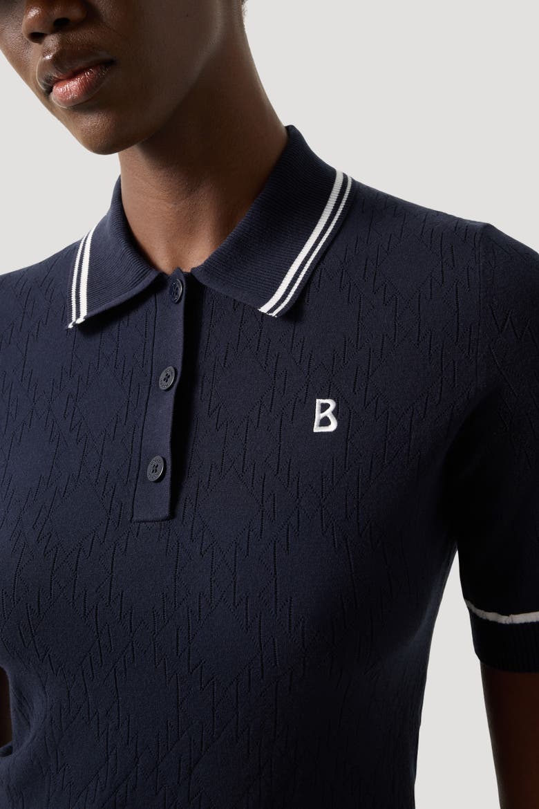 Mandy Knitted Polo Shirt, Alternate, color, Navy blue