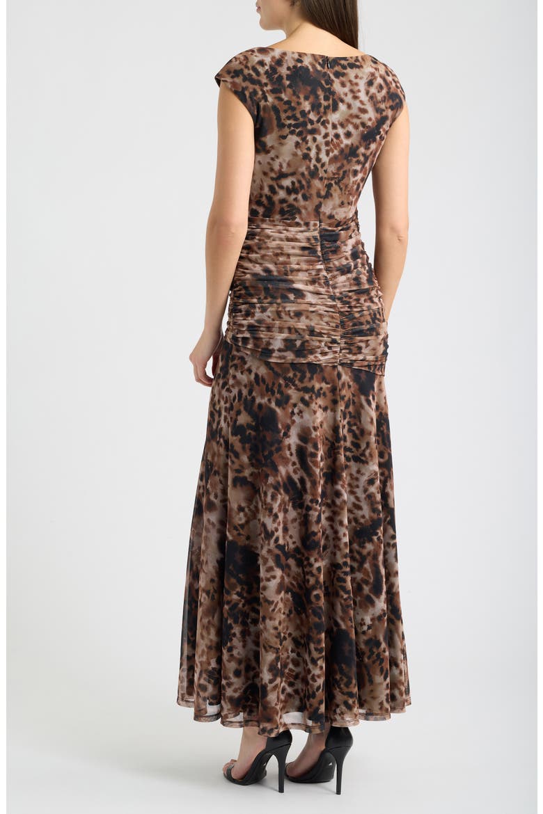 Shirred Side Midi Dress, Alternate, color, BLK BROWN